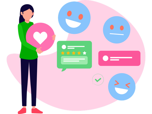 Girl giving Good and bad reviews  Illustration