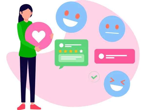 Girl giving Good and bad reviews  Illustration