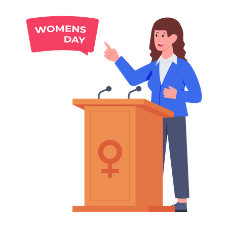 Girl giving Happy Women day's Speech  Illustration