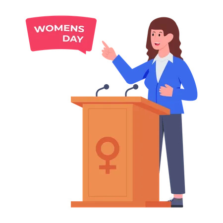 Girl giving Happy Women day's Speech  Illustration