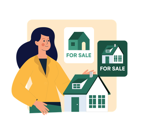 Girl giving Home for sale  Illustration