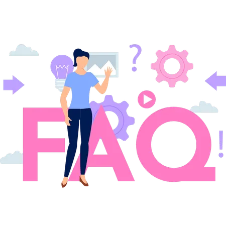 Girl Giving Idea To Get Information From FAQ Illustration