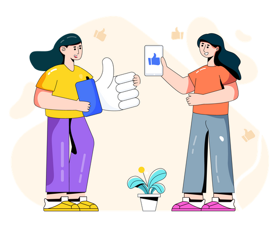 Girl giving like on social media  Illustration