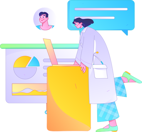 Girl giving medical presentation  Illustration