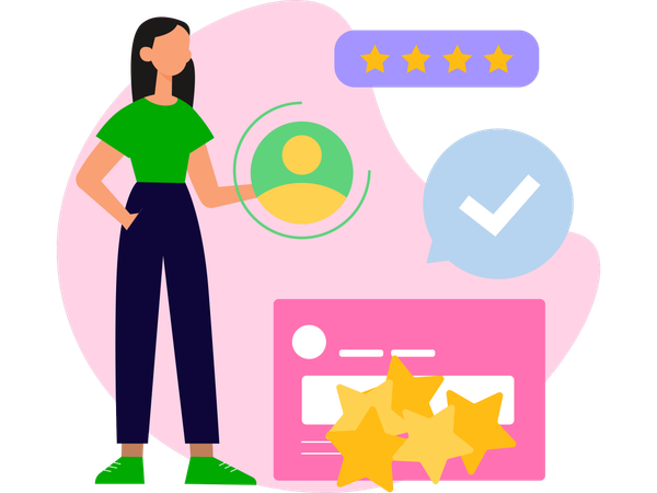 Girl giving Multiple reviews  Illustration