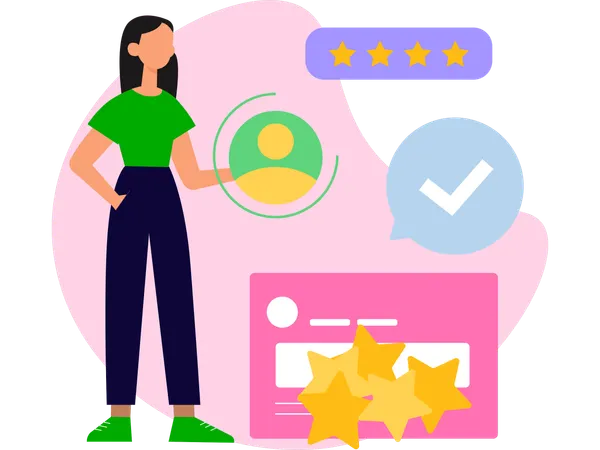 Girl giving Multiple reviews  Illustration
