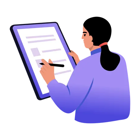 Girl giving online exam  Illustration