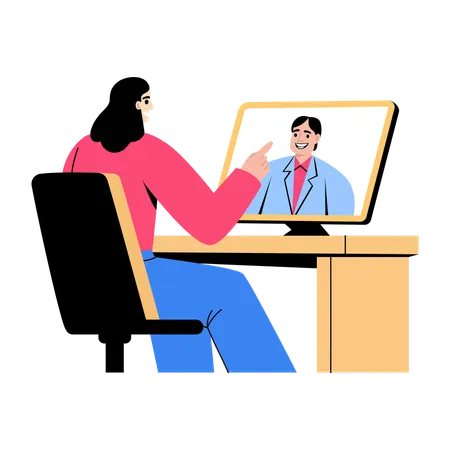 Girl giving online job interview  Illustration