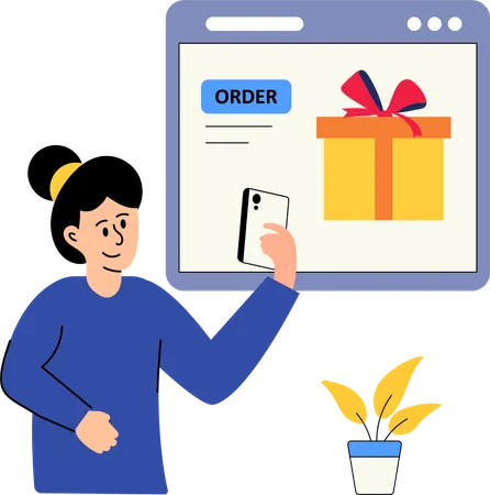 Girl  giving online order  Illustration