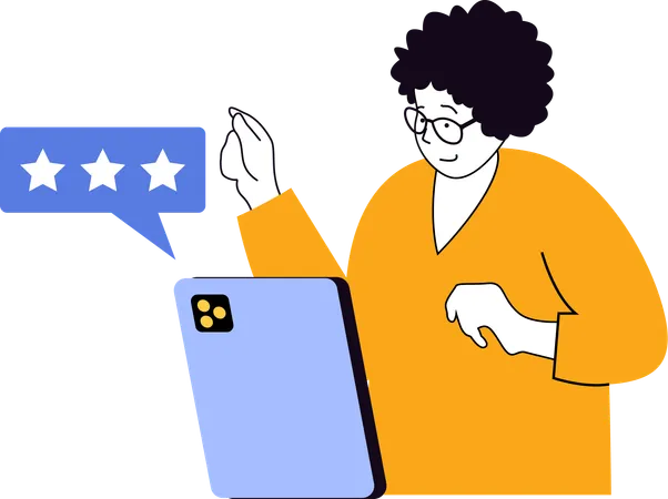 Girl giving online rating  Illustration