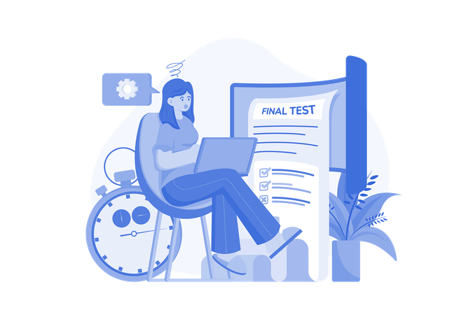 Girl giving online test  Illustration