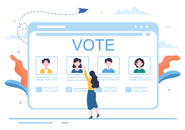Girl giving online vote Illustration