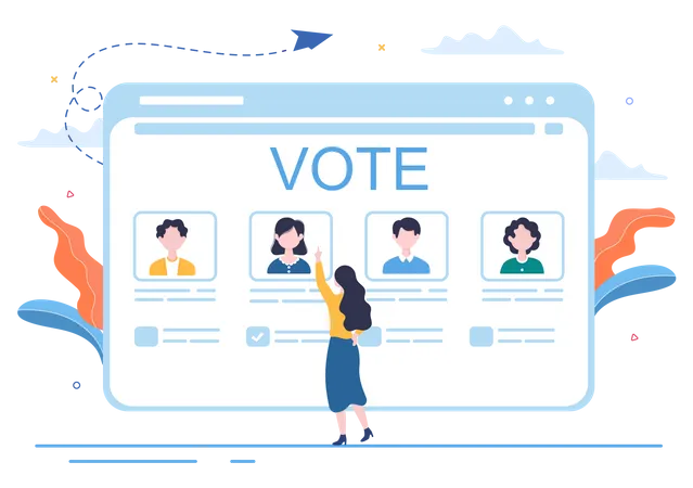 Girl giving online vote  Illustration