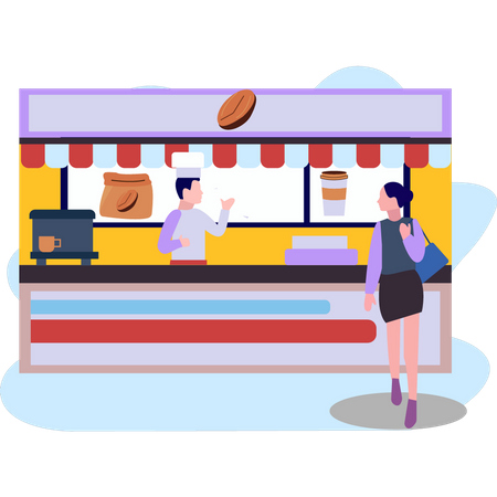 Girl giving order to waiter  Illustration