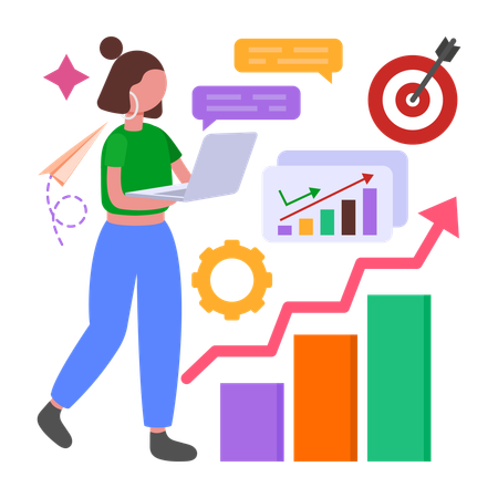 Girl giving Performance Review  Illustration