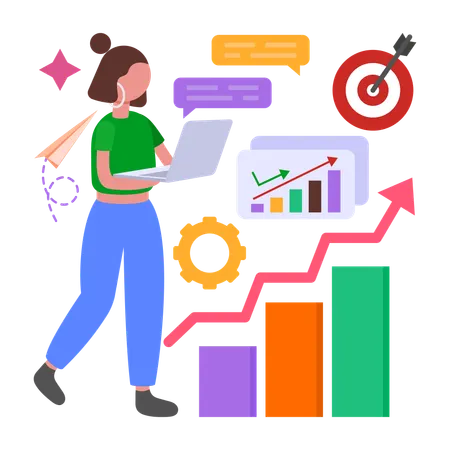 Girl giving Performance Review  Illustration