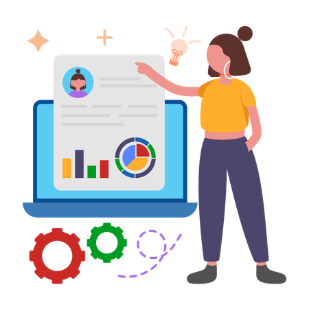 Girl giving Performance Review  Illustration