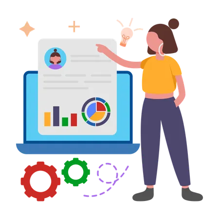 Girl giving Performance Review  Illustration