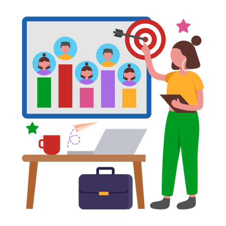 Girl giving Performance Review  Illustration