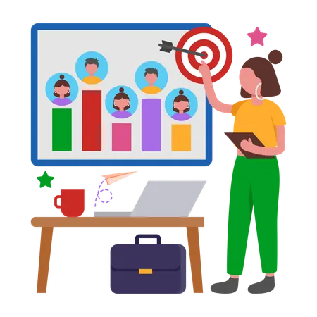 Girl giving Performance Review  Illustration