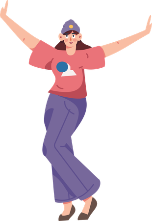 Girl giving pose with hand up  Illustration