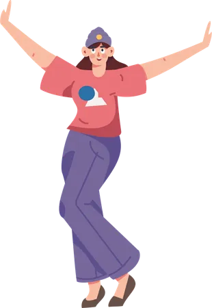 Girl giving pose with hand up  Illustration