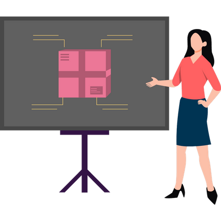 Girl giving product presentation  Illustration