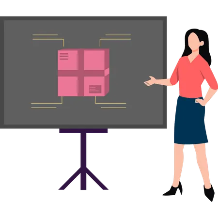 A Girl Is Giving A Product Presentation Illustration