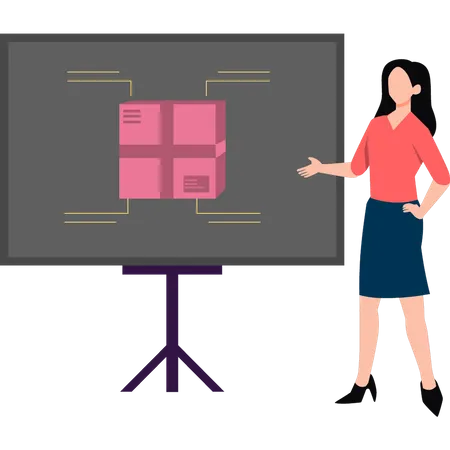 Girl giving product presentation  Illustration