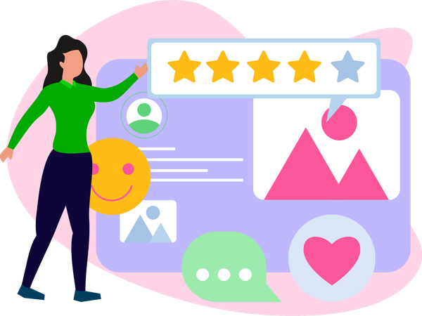 Girl giving Product review  Illustration