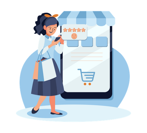 Girl giving product review Illustration