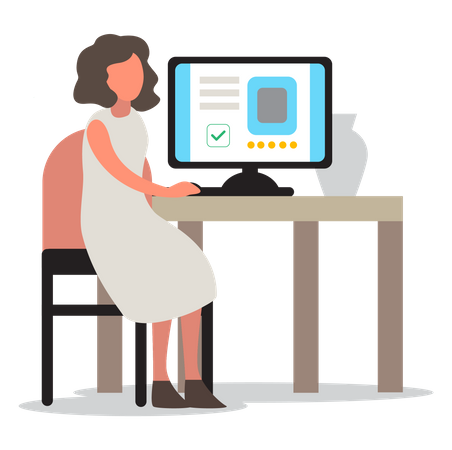 Girl giving product review Illustration