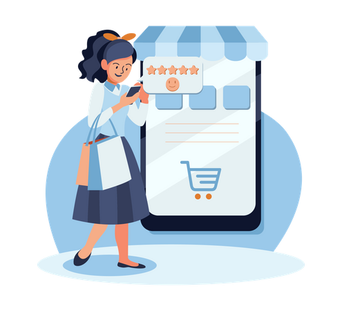 Girl giving product review  Illustration