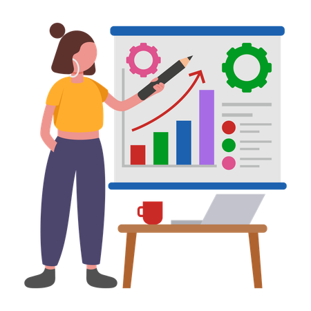Girl giving Project Update  Illustration