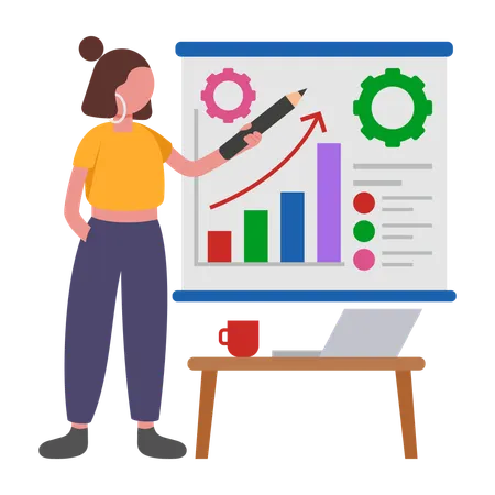 Girl giving Project Update  Illustration