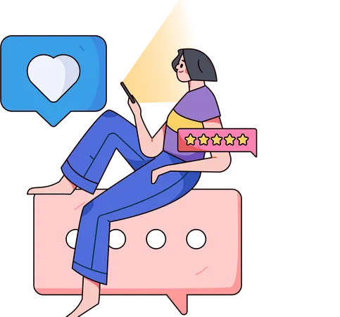 Girl giving rating on social media  Illustration