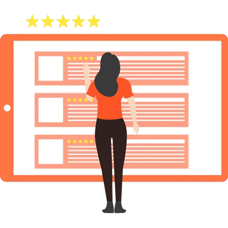 Girl giving rating star  Illustration