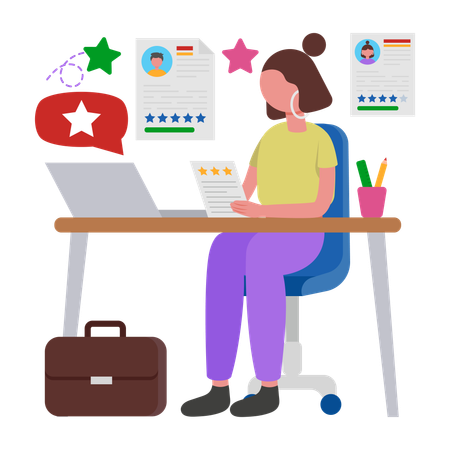 Girl giving Resume Review  Illustration