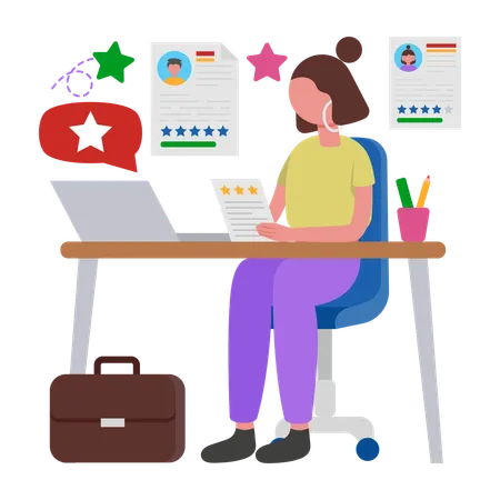 Girl giving Resume Review  Illustration