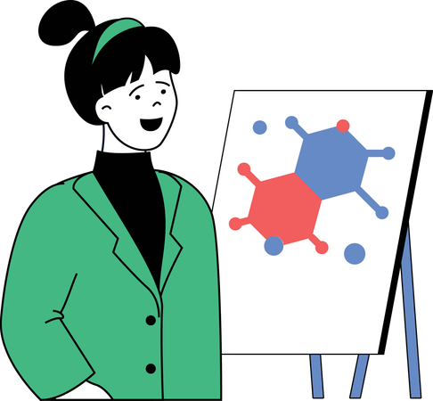 Girl giving science presentation  Illustration
