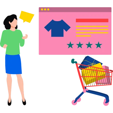 The Girl Is Giving The Shopping A Star Rating Illustration