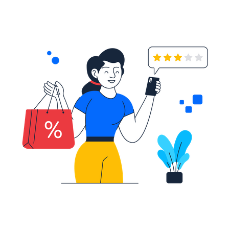 Girl giving Shopping Feedback  Illustration