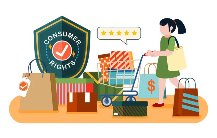 Girl giving shopping review  Illustration