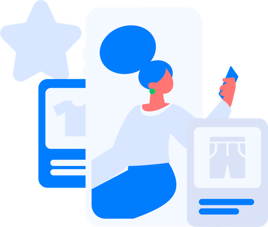 Girl giving shopping review  Illustration