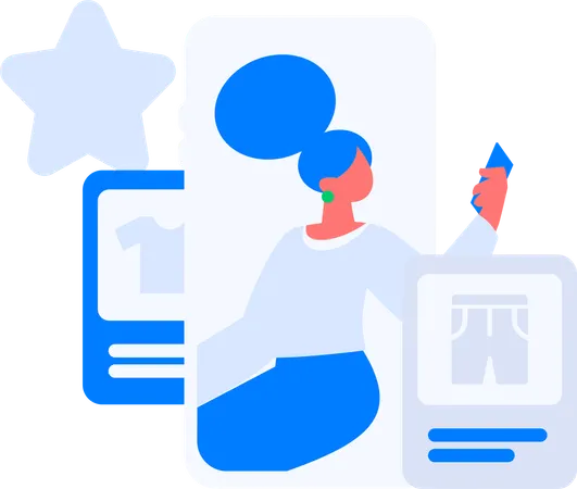 Girl giving shopping review  Illustration