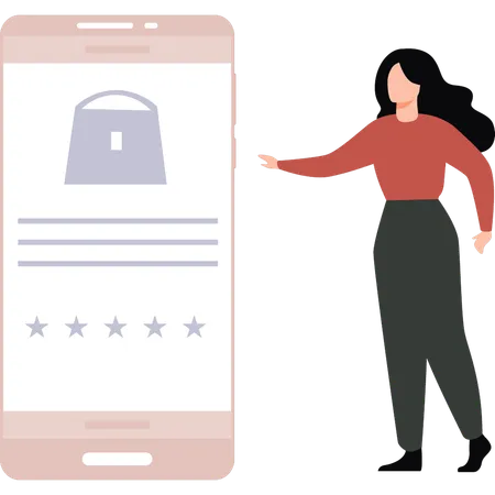 Girl giving star rating on online shopping  Illustration