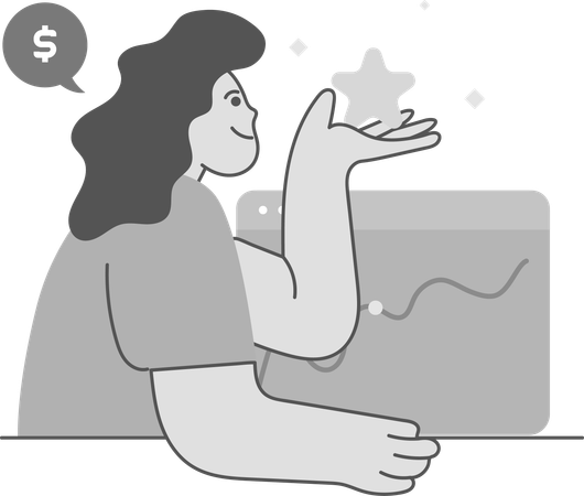 Girl Giving Star Ratings  Illustration