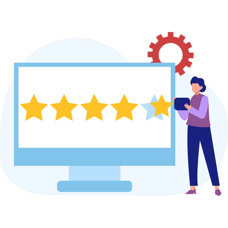 Girl giving star ratings  Illustration