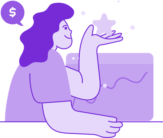 Girl Giving Star Ratings  Illustration