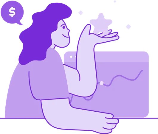 Girl Giving Star Ratings  Illustration
